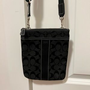 Vintage Coach Crossbody Bag Black Monogram